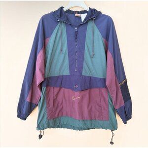 Vintage 90s Nike Anorak Windbreaker Jacket Parka Men M Color Block Back BackLogo